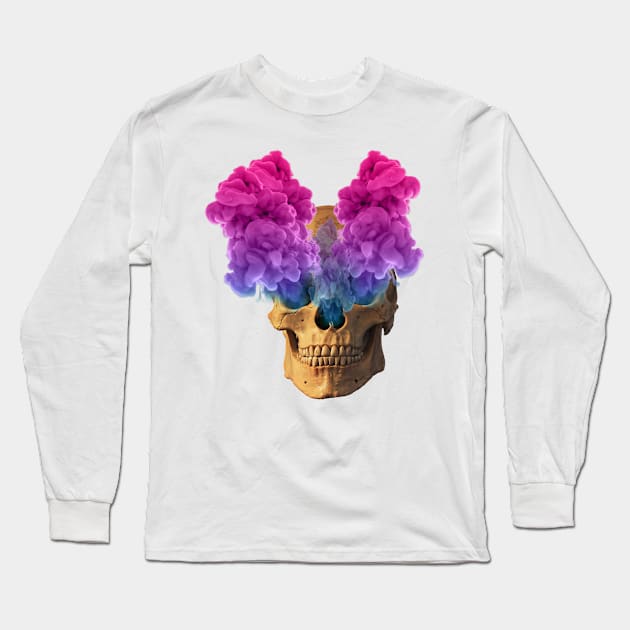 Subtle Bi Flag Halloween Skull Long Sleeve T-Shirt by Gedwolcraeft